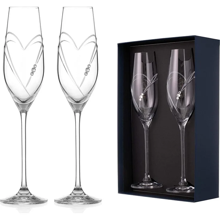 Diamante 5057. 412 Herz Champagner und Prosecco Gläser Champagnerglas, 210 milliliters
