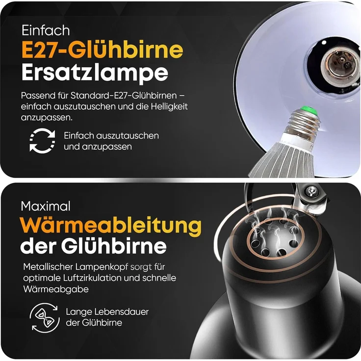 Goods+Gadgets LED Schreibtischlampe LED Schreibtischlampe mit Arm–Verstellbare Tischlampe für Büro & Home, mit Gelenk-Arm aus Metall inkl. LED Glühbirne, Arbeitslampe – Bild 5