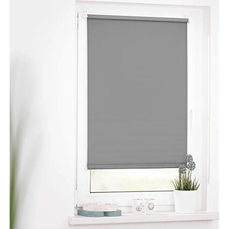 Lichtblick Verdunklungsrollo Barcelona 60x150 cm (BxL) Grau Verspannt; Klemm- und schraubbar; Thermofunktion – Bild 3