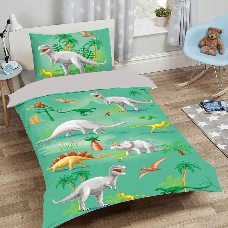 Dino Grün Bettwäsche Digitaldruck ESPiCO Sleep and Dream 135 x 200 + 80 x 80 cm – Bild 5