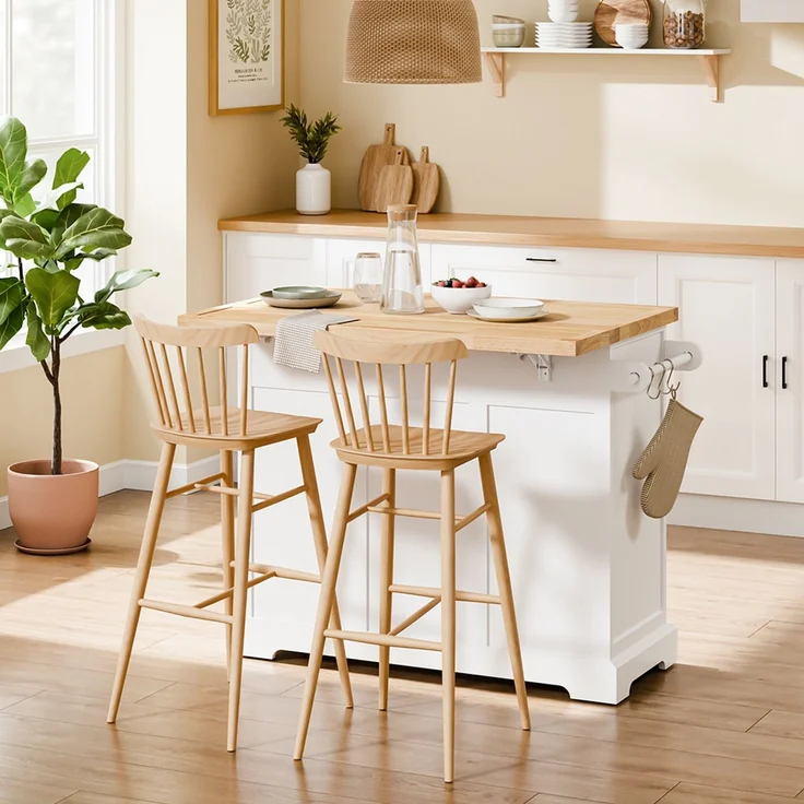 SoBuy FKW71-III-WN Kücheninsel, MDF, Lackiert, Weiß, 107 x 92 x 71 cm – Bild 6