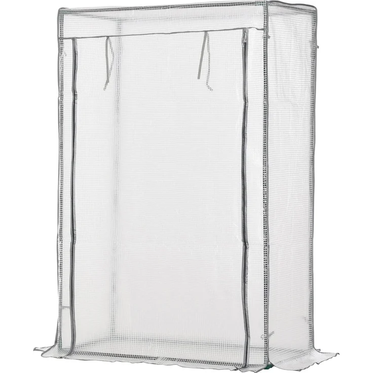 Wohnora-Gartengewächshaus, Balkongewächshaus, verstärkte PE-Plane, Stahlrahmen, aufrollbare Tür mit Reißverschluss, 100 x 50 x 150 cm, weiß,H 1500cm x T 770cm x B 500cm – Bild 3