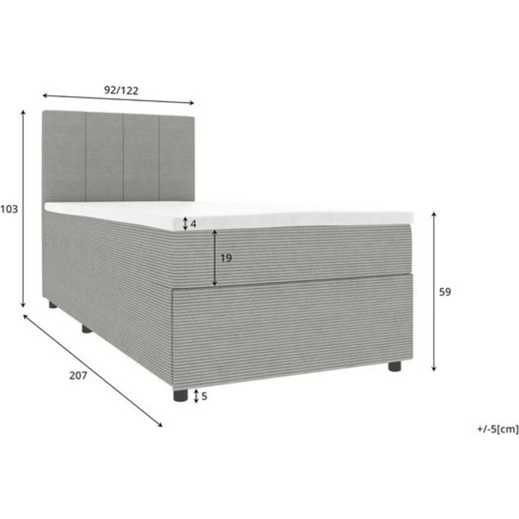 99rooms Kira Mini Boxspringbett Cordstoff POSO Schwarz 120x200 cm – Bild 4
