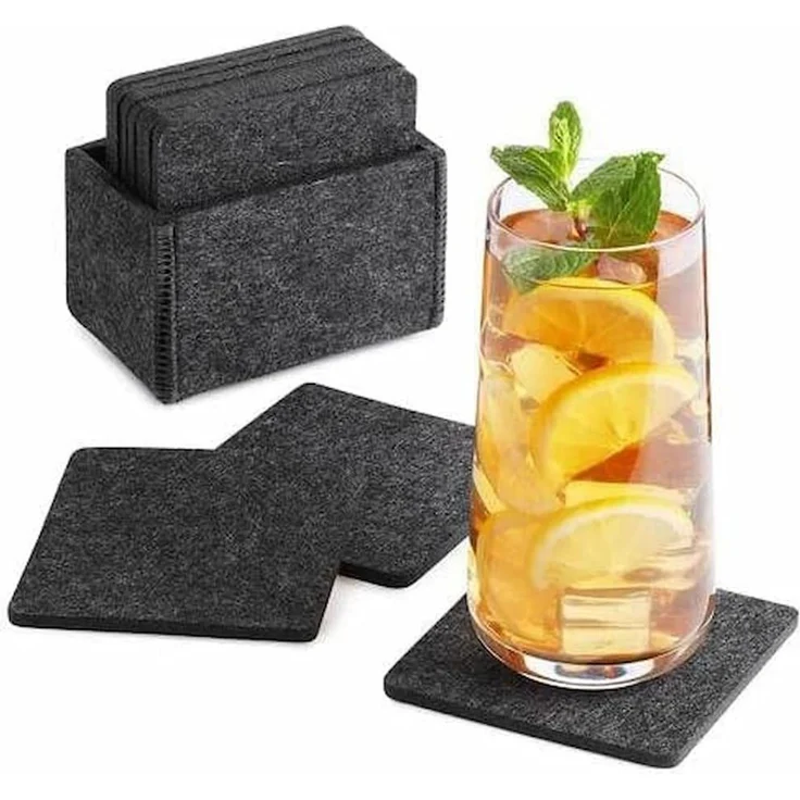 Loco Bird Getränkeuntersetzer 10er Set inkl. Box eckig aus Filz, Zubehör für Getränke, Tassen, Bar, Glas, Design Glasuntersetzer, Premium Tischuntersetzer Filzuntersetzer – Bild 1