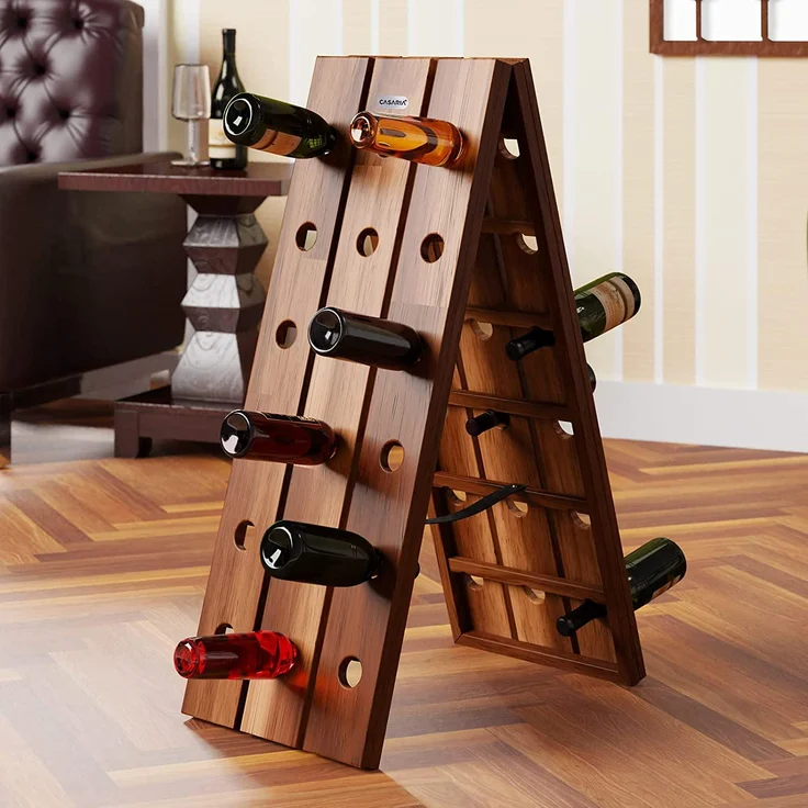 Casaria Weinregal Rüttelpult Weinständer, Akazie Holz, 87 x 39 x 55 cm – Bild 9