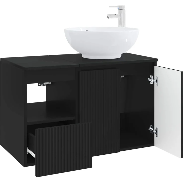 vidaXL Badezimmerschrank-Set 2 stk. Schwarz 79,5 x 44,5 x 80 cm 3404085 – Bild 4