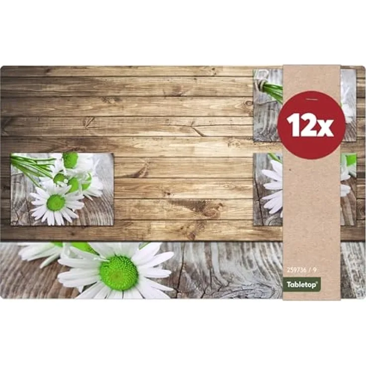 matches21 HOME & HOBBY Platzset Tischset Margeriten. Blumen Tischunterlage Tischdeko, (12-St), modernes Esstisch Platzdeckchen als abwaschbarer Tischuntersetzer