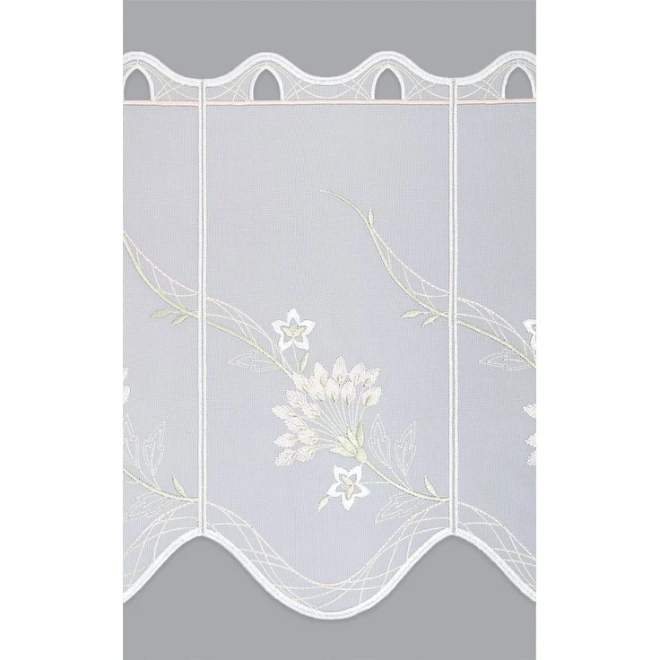 Scheibengardine Plauener Spitze - Blütenreich (Bx H) 240cm * 35cm Grün/Lindgrün – Bild 3
