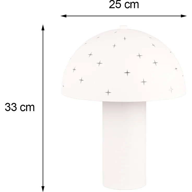 LED Tischleuchte aus Metall Weiß, Lampenschirm mit Dekorstanzung, Höhe 33 cm – Bild 4