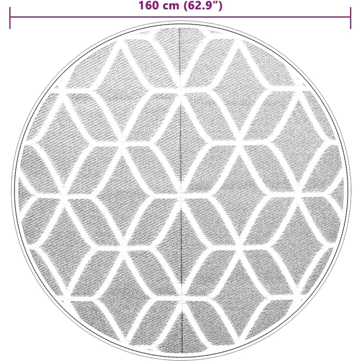vidaXL Outdoor-Teppich ARAKIL Grau Ø160 cm PP 368467 – Bild 5