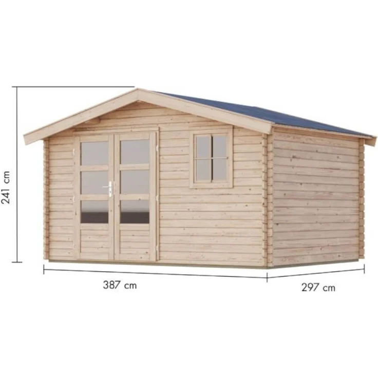 Blockbohlenhaus Felsenau 5 - 372x282 cm, 38 mm naturbelassen, Karibu – Bild 2