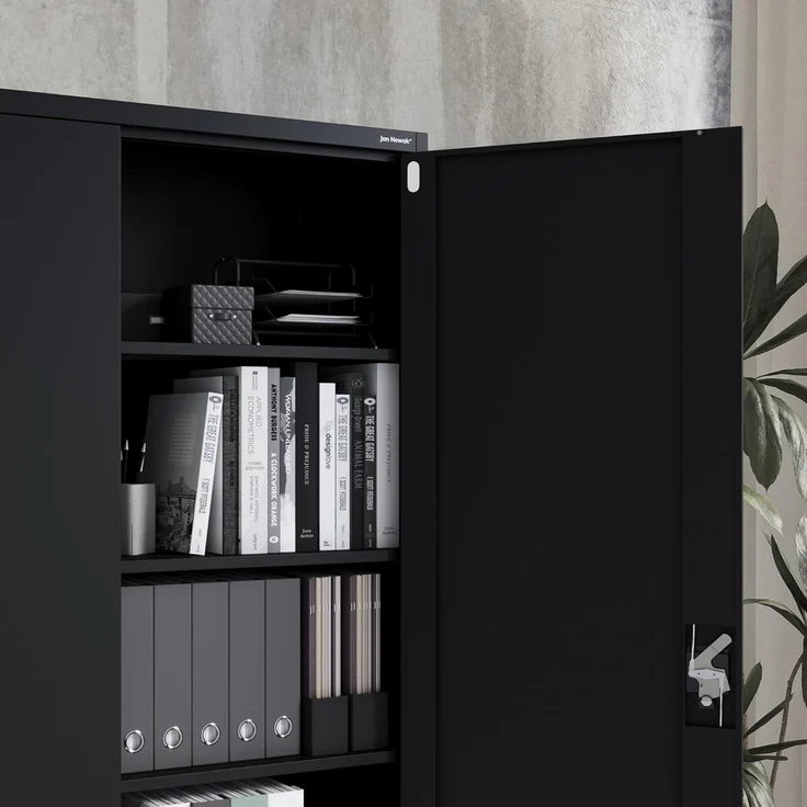 Jan Nowak Metallschrank Jan II 185 x 115 x 40 cm - Aktenschrank abschließbar mit 2 Türen, Mehrzweckschrank mit 5 Ebenen, Büroschrank aus Stahlschrank mit Pulverbeschichtung - Schwarz – Bild 7