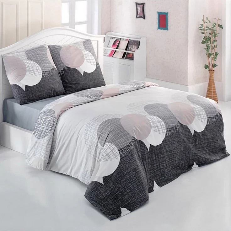 Buymax Bettwäsche Jadore, Renforce, 2 teilig, Bettbezug-Set 155x220 cm 100% Baumwolle Reißverschluss Grau Anthrazit – Bild 5