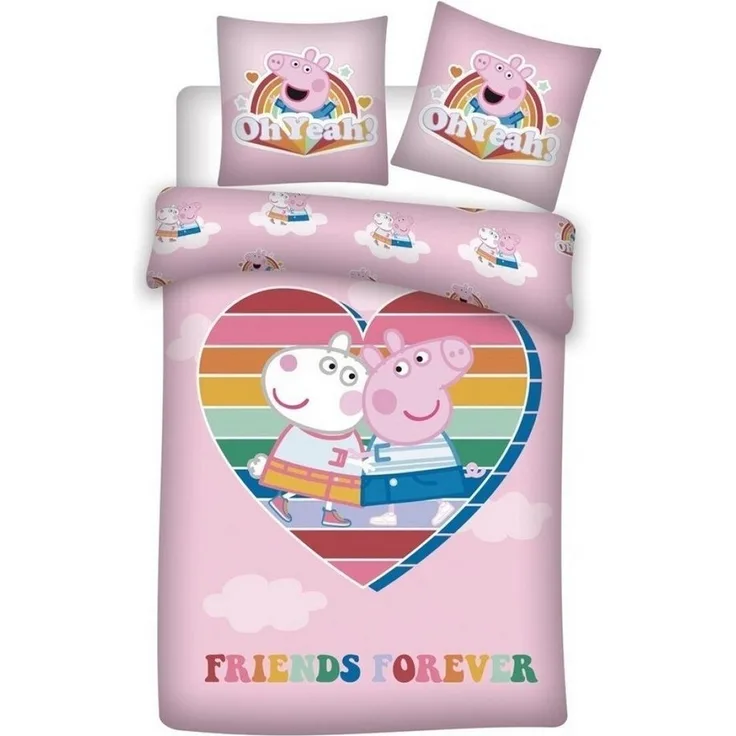 Peppa Pig Bettwäsche Peppa Wutz Kinder Bettwäsche Mikrofaser 2tlg Set, Mcrofaser, 2 teilig, Deckenbezug 135-140x200 cm Kissenbezug: 63X63 cm