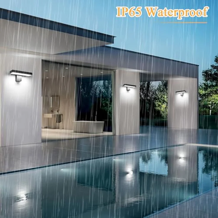 Goeco LED Wandleuchte Aussen, 17W 6500K, IP65 wasserdicht, drehbar, schwarz – Bild 5