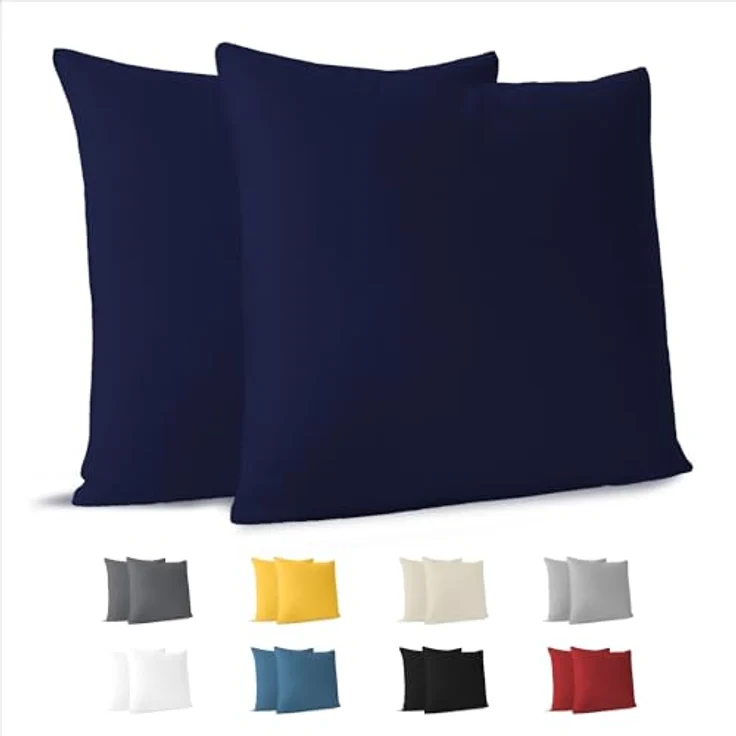 Dreamzie Kissenbezug 60x60 cm (2er Pack)- 100% Jersey Baumwolle 150 g/qm Kissenbezüge -Dunkelblau - Für Kissen 60x60 cm - Kissenhülle - Kissenbezug - Resistent und Hypoallergen – Bild 2