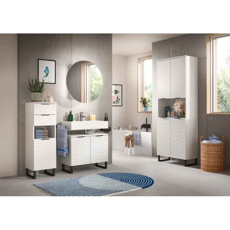 Waschbeckenunterschrank Riff - Weiß – Bild 6