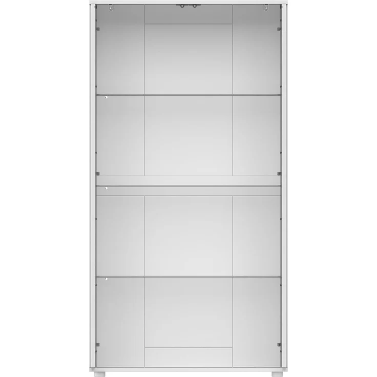 Vitrinenschrank mit 2 Glastüren, 4 Ablageflächen und verstellbarer LED-Beleuchtung – modernes Design für Wohnzimmer,Weiß,80×36×150cm – Bild 10