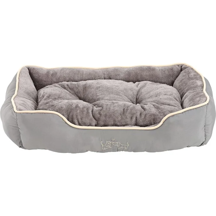 Dehner Tierbett Sammy, rechteckig, grau, versch. Größen, hochwertiges Hundebett / Katzenbett, mit herausnehmbarem Liegekissen – Bild 1