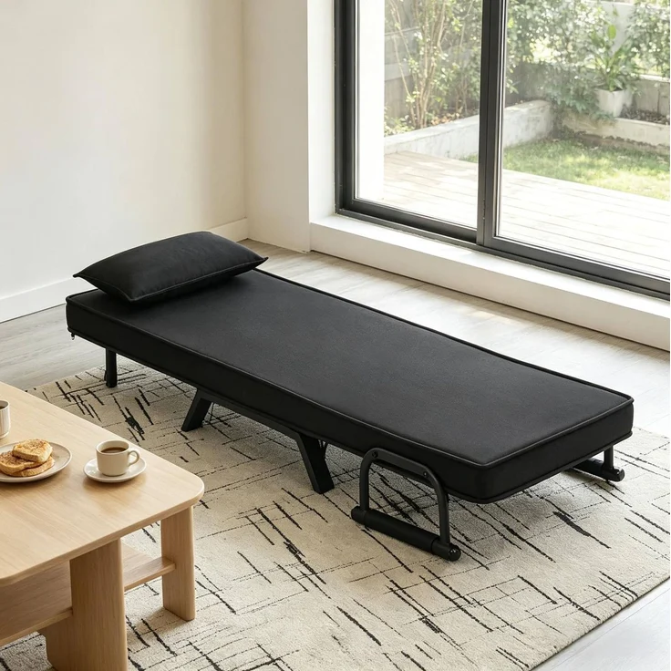 3-in-1 Schlafstuhl mit verstellbarer Rückenlehne, Sesselbett, 65 x 75 x 78 cm, Schwarz – Bild 4