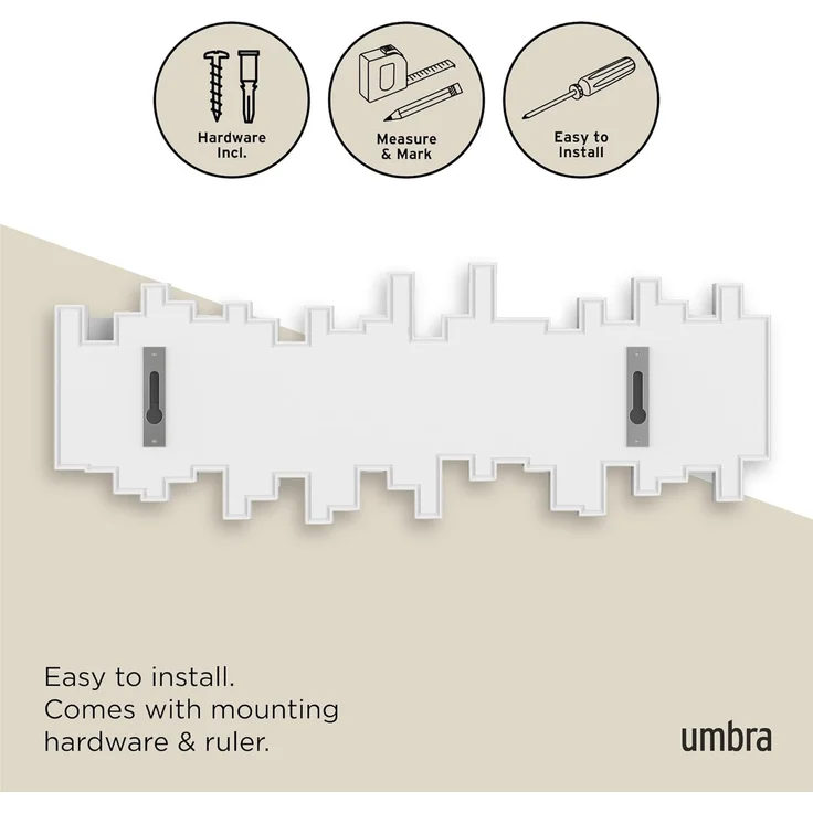 Umbra Stäbchen Garderobenhaken – Moderne und Platzsparende Garderobenleiste mit 5 Beweglichen Haken für Jacken, Mäntel, Schals, Handtaschen und Mehr, Weiss – Bild 6