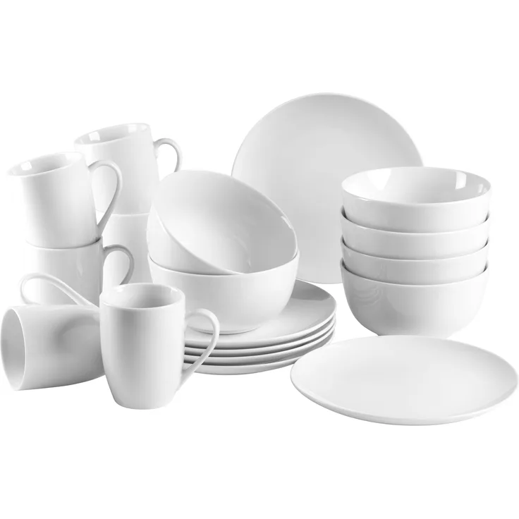 Mäser 993650 Barca Frühstücksset, Porzellan, weiß, 18-teilig (1 Set)
