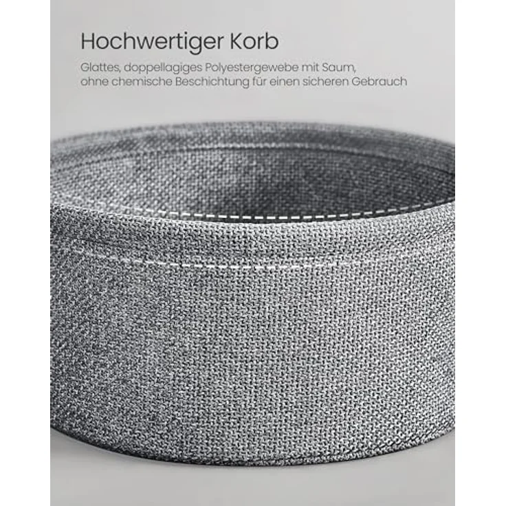 VASAGLE Beistelltisch rund, Kleiner Tisch, Couchtisch klein, Wohnzimmertisch, Korb aus Stoff, Stauraum für Wohnzimmer Schlafzimmer, Nachttisch modern, Taubengrau-schiefergrau LET223GD01 – Bild 6