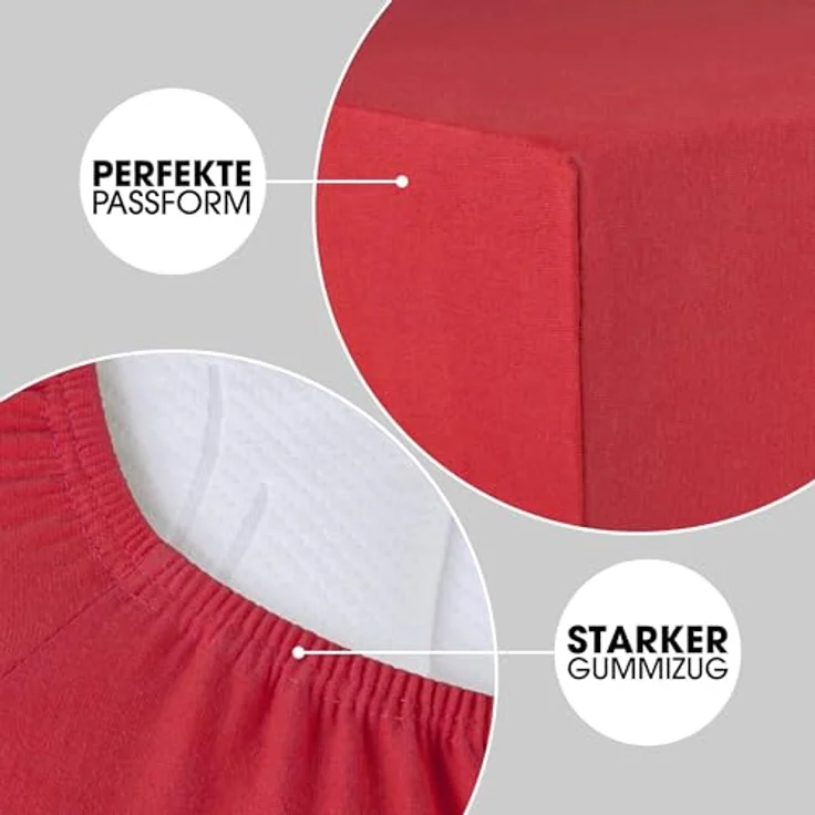 CelinaTex Jersey Spannbettlaken Lucina für Kids Doppelpack 60x120-70x140 cm Rubin rot 100% Baumwolle gekämmt superweich Spannbettbezug, Leintuch, Bettlaken, elastisch, Strech, Oeko-Tex – Bild 5