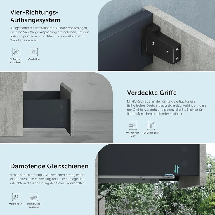 doporro Badmöbel-Set Badmöbel-set Verona Waschbecken-Unterschrank Wandmontage – Bild 6