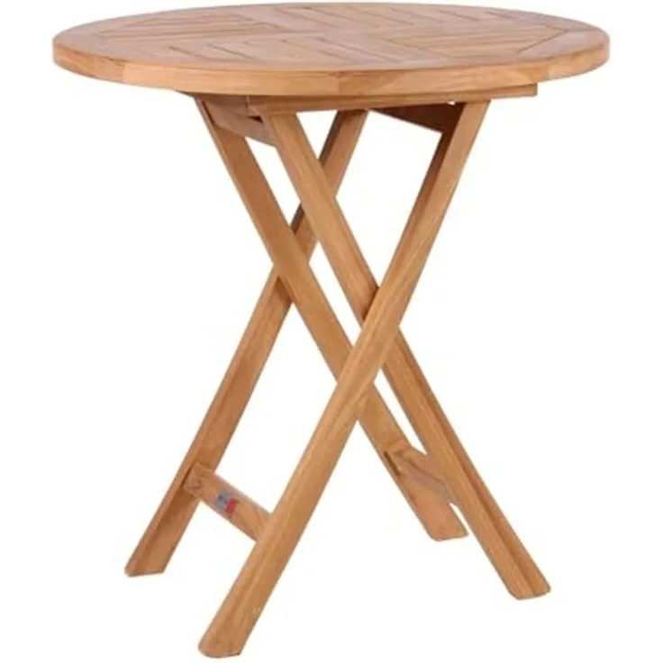 MR. DEKO Gartentisch Sutton Teak Rund 70 cm