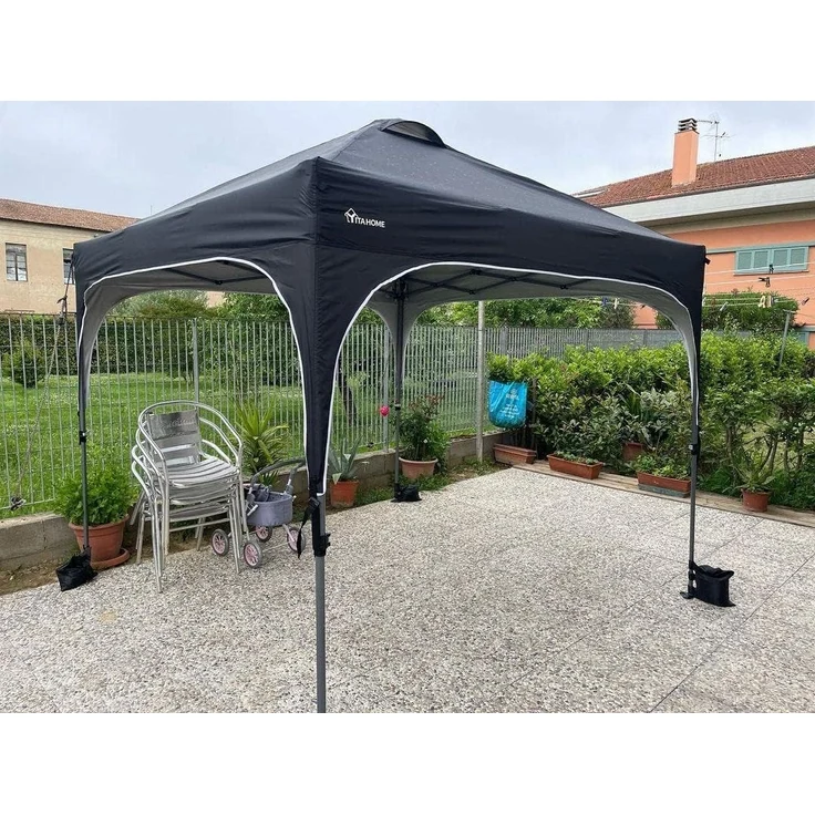 YITAHOME 2,5x2,5 m wasserdichte Pavillon Faltpavillon, Faltbarer Pop up Pavillon Outdoor Anti-UV Gartenpavillon Höhenverstellbarfür Alle Jahreszeiten Für Party Camping Märkte Pool Festival, Schwarz – Bild 6