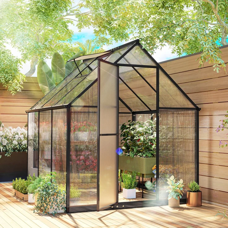 MELAYR, Gewächshaus aus Aluminium und Polycarbonat, Schneller Aufbau, 121 x 64 x 20,5 cm, Transparent – Bild 4
