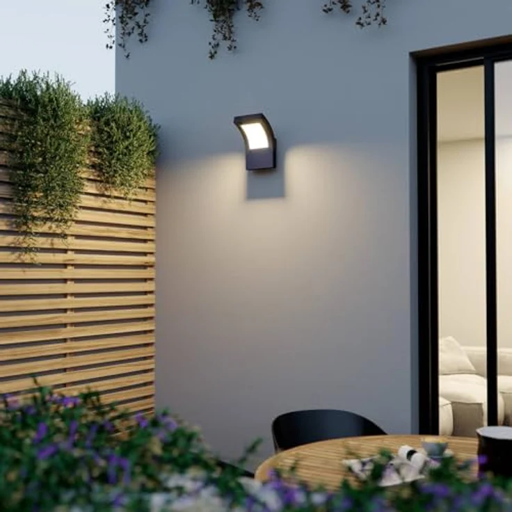 Arcchio LED Wandleuchte Advik, moderne Außenwandleuchte in Schwarz aus Aluminium, 1-flammig, IP65, energiesparend für Terrasse und Garten – Bild 3