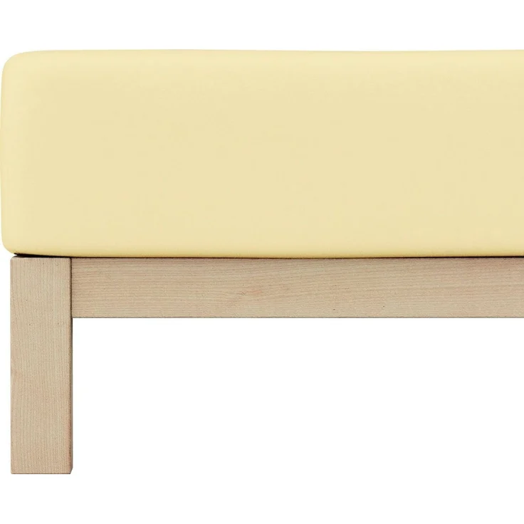 Schlafgut 'Pure' Spannbettlaken, Gummizug: rundum, für Matratzen bis 30cm Höhe, Bio-Baumwolle mit Elasthan, Yellow Mid, XL 180x200 cm - 200x220 cm – Bild 4
