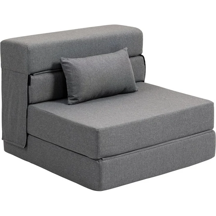 HOMCOM Schlafsofa Klappbar Sessel mit Verstellbarer Rückenlehne Kissen Gästebett, Gästebett 1 Teile, 3-in-1 Schlafsessel, klappbar, platzsparend – Bild 2