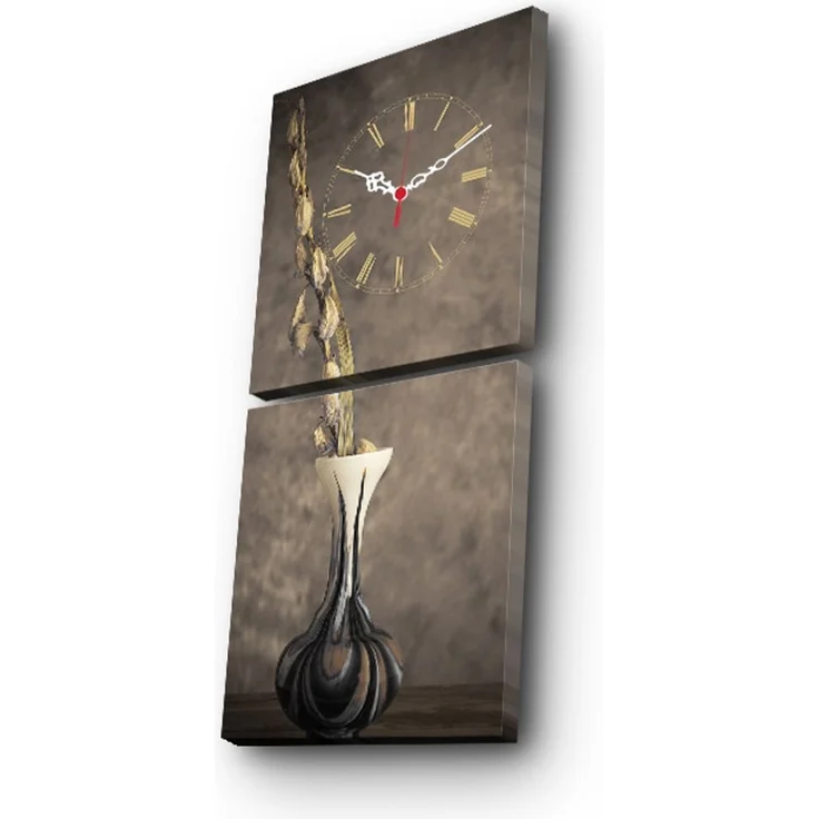 Opviq '2P2828CS-20' Dekorative Wanduhr aus Segeltuch (2-teilig), Mehrfarbig, 28 x 60 cm – Bild 4