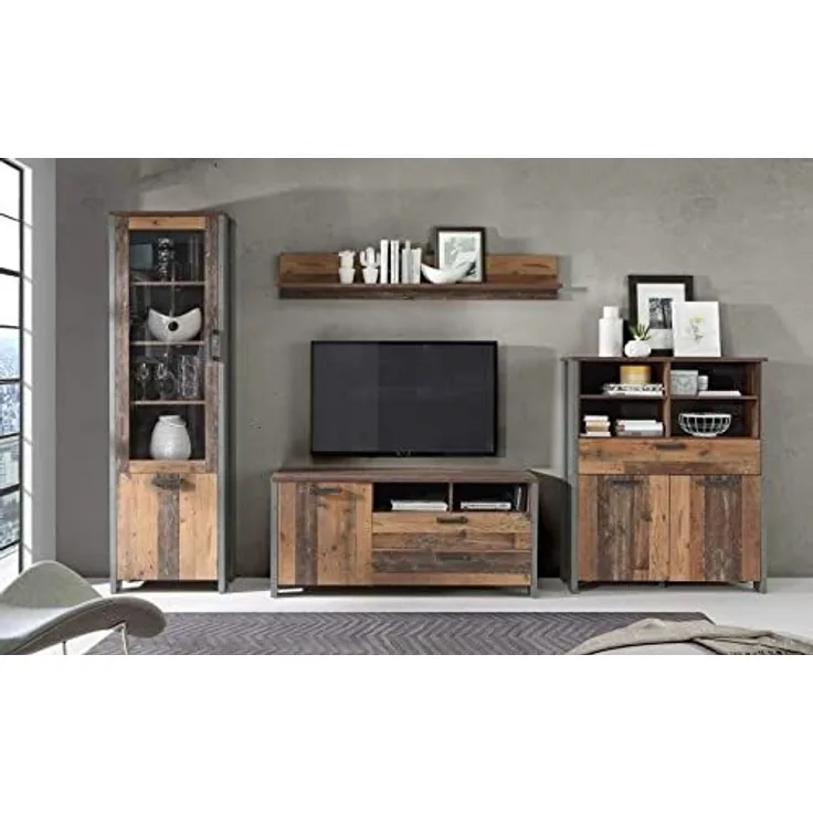 Wohnwand CLIF Wohnzimmerschrank Old Wood Vintage 4-tlg. von Forte