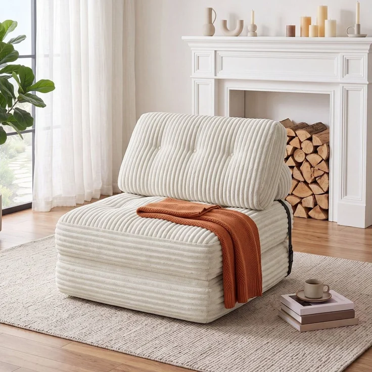 Blishom 1,5-Sitzer Faltbares Schlafsofa aus Cord, 2-in-1, Liegefläche 170 x 85 cm, Kompakter Sitzplatz und Gästebett für kleine Räume – Bild 3
