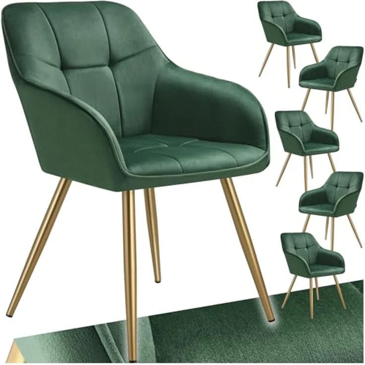 tectake Esszimmerstuhl Stuhl Marilyn, Samtoptik, gesteppt (Set, 6 St), Extra weicher Samtbezug mit elegantem Steppmuster – Bild 2