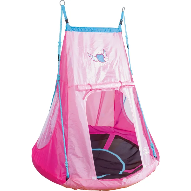 Hudora 'Heart' Nestschaukel mit Zelt, Polyester pink, Ø 110 x H 123 cm