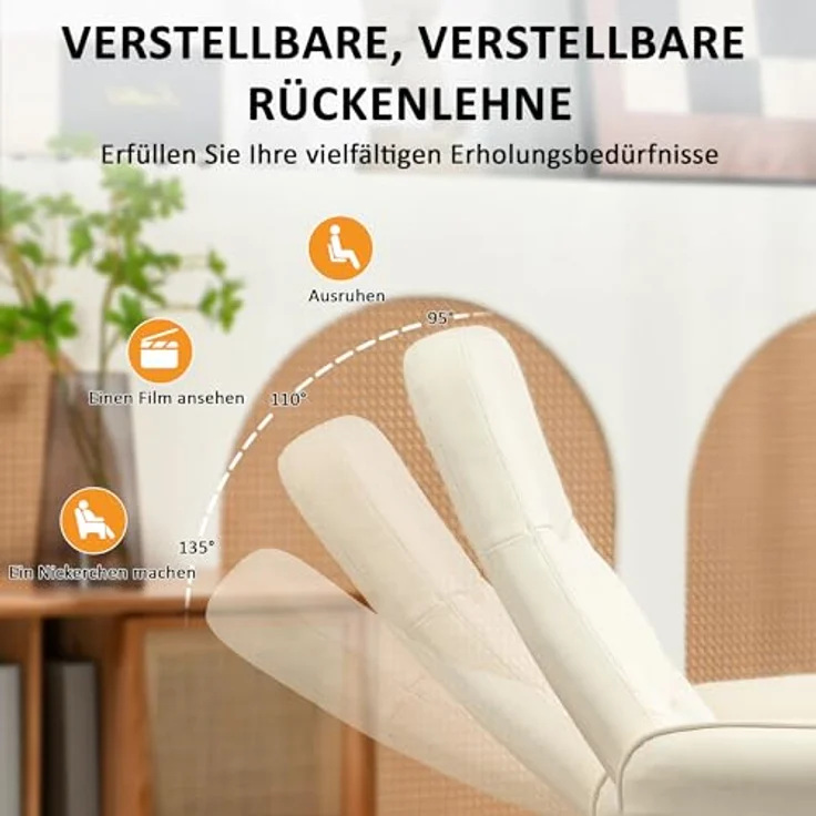 HOMCOM Massagesessel mit Fußhocker, Liegefunktion, 10 Massagepunkte (Relaxsessel, 2-St, Fernsehsessel), mit Seitentasche, Fernbedienung, Kunstleder, Cremeweiß – Bild 7
