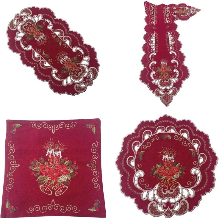 Westernlifestyle Tischdecke Rot- Goldener Traum Weihnachtsdecke Tischläufer