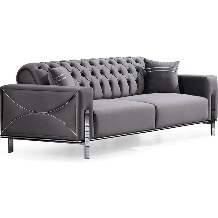 Sitzgruppe/Sofa Set - Wohnzimmergarnitur "Lotus" 3+3+1-Grau – Bild 3