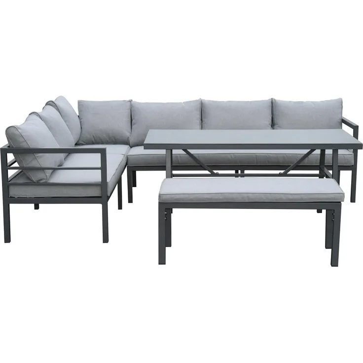 San Menaio Gartenlounge Set, Aluminium, grau, für 8 Personen