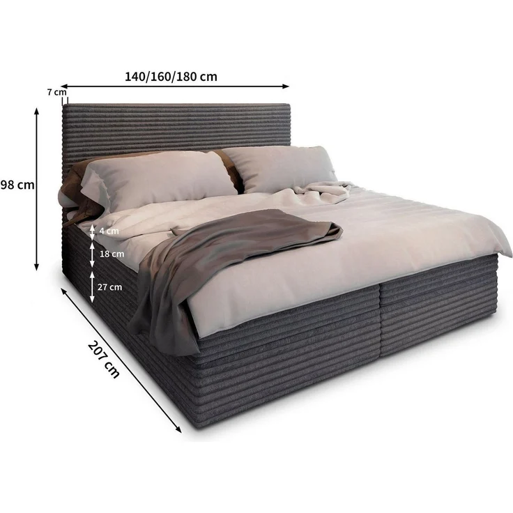 Masseno Boxbett PISA 180x200 cm mit Bonell Matratze und Topper – Bild 2