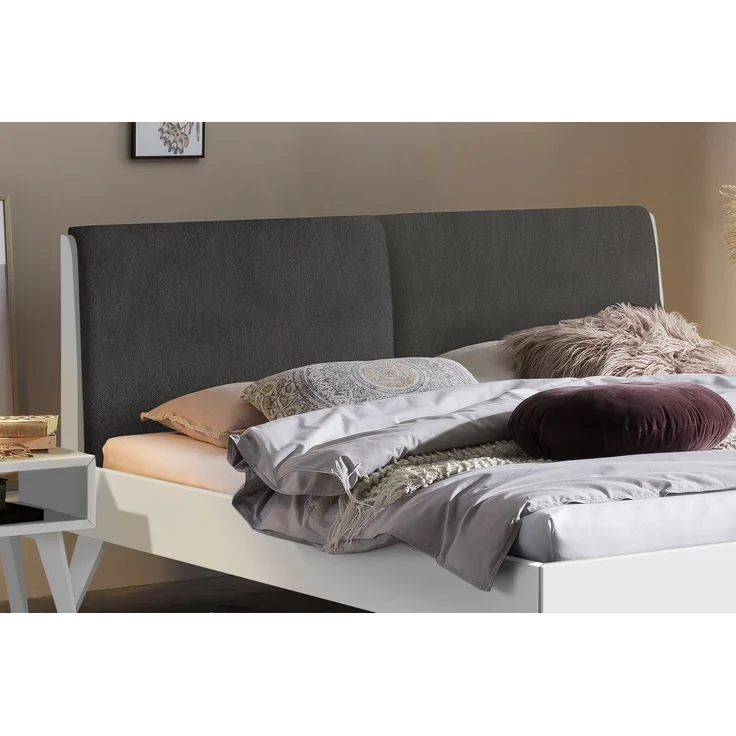 Hasena Polsterbett Simone Trento Weiß mit Kopfteil Pace grey 140x200 cm, Komforthöhe 25 cm MDF weiss deckend – Bild 3