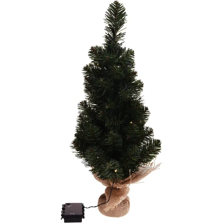 Weihnachtsbaum künstlich grün 60cm LED Jutesack Christbaum Weihnachtslicht Timer