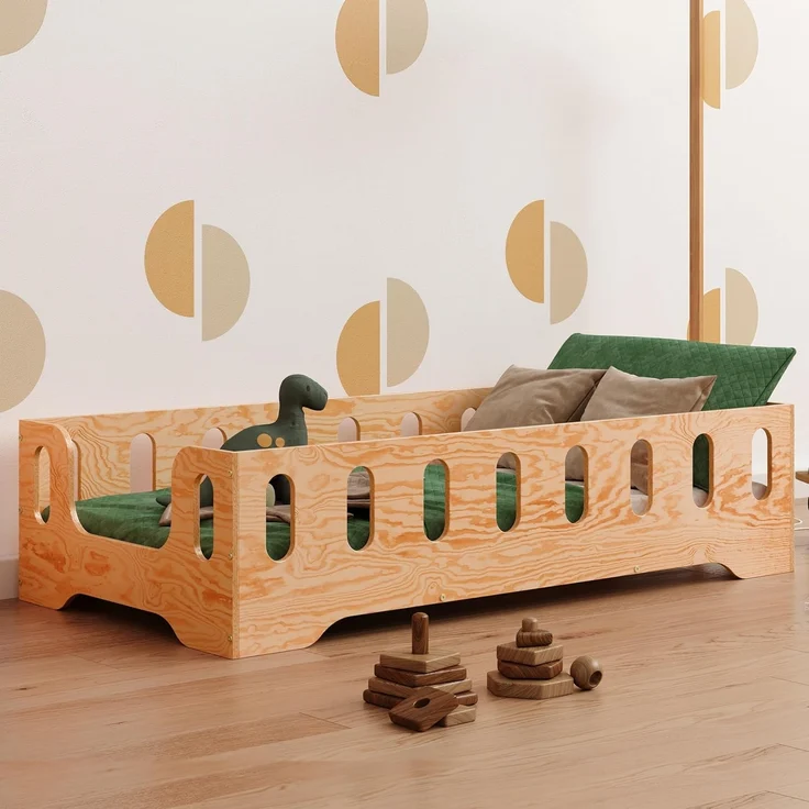 smartwood Kinderbett Bodenbett 70x160 mit Rausfallschutz & Lattenrost - Lackiert - Kinder Montessori Bett TILA 2B mit glatten Kanten - Betten für schnelle Montage - Bis 230 kg belastbar – Bild 1