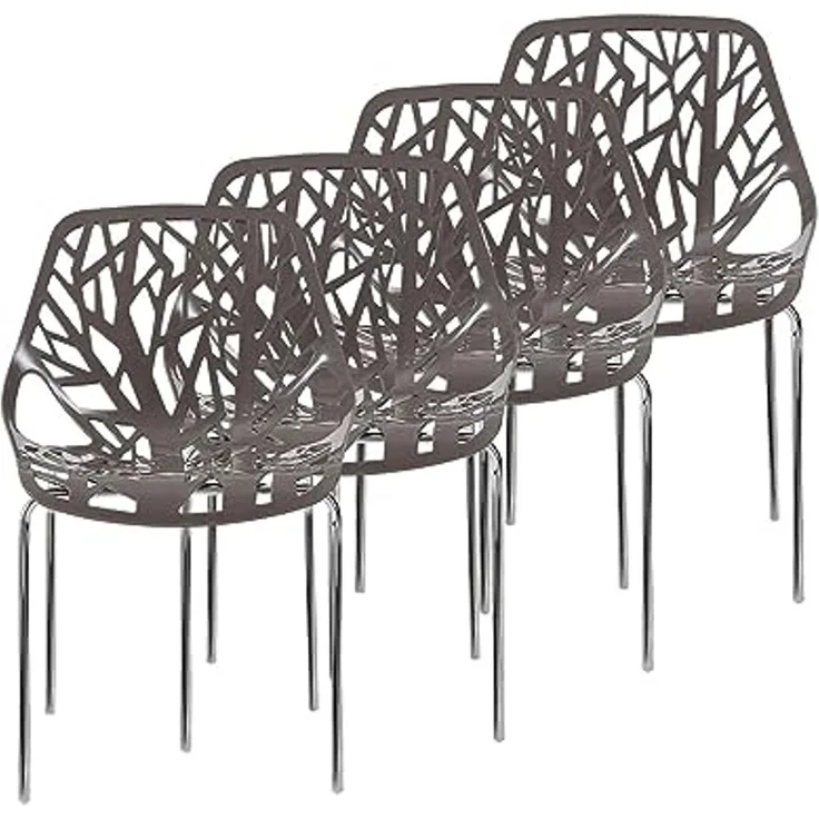 Makika Retro Stuhl Design-Stuhl - CALUNA 4er Set in Grau