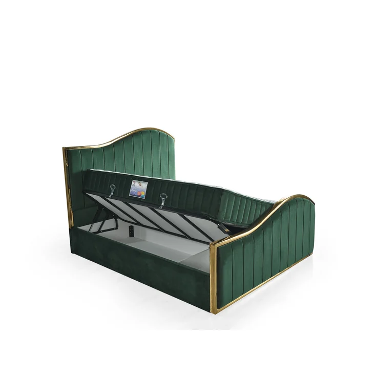 Schlafzimmer-Set "Alia" – Bett mit Bettkasten und Matratze , Bettbank, Nachttisch-Grün – Bild 5